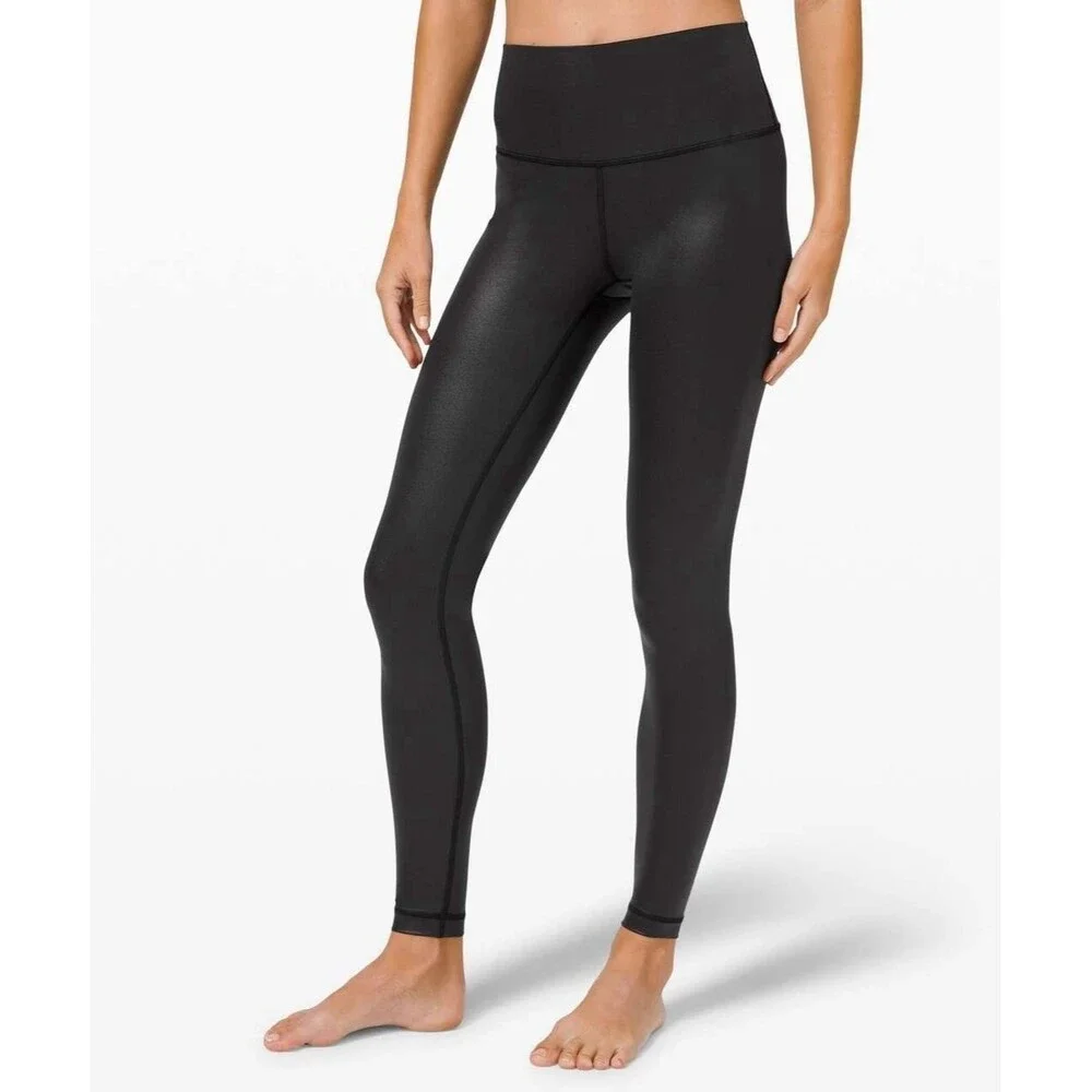 Lululemon Wunder Under High Rise Tight 28” Shine LW5BNJS Matte Black Foil 6